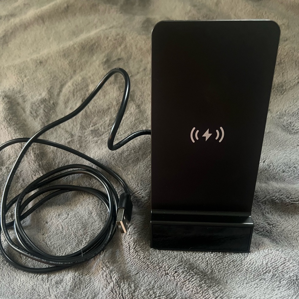 Black Wireless Charging Stand with Hidden Camera